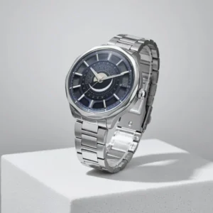 Titan Stellar Analog with Sun Moon Phase and Blue Dial Silver Stainless Steel Strap Watch for Men - TITAN 10028SM01