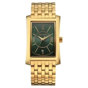 Titan Regalia Allure Analog with Date and Green Dial Yellow Gold Stainless Strap Watch for Men - TITAN 10046YM03