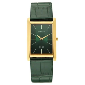 Titan Edge Monture Quartz Analog Green Dial Green Leather Strap Watch For Men - TITAN 1043YL11