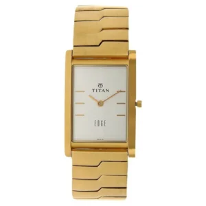 Titan Edge Quartz Analog Silver Dial Golden Stainless Steel Strap Watch For Men - TITAN 1043SM01
