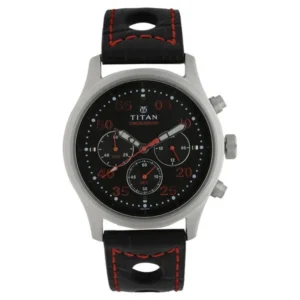 Titan Chronograph Black Dial Leather Strap watch for Men - TITAN 1634SL05