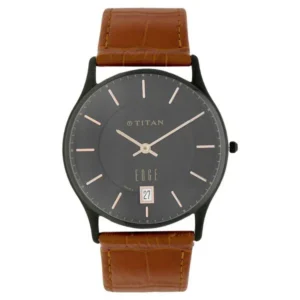 Titan Edge Grey Dial Analog with Date Leather Strap watch for Men - TITAN 1683NL02