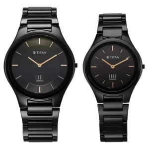 Titan Edge Pair Black Dial Analog Ceramic Strap watch for Couple - TITAN 16962653NC01