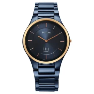 Titan Edge Bicolour Quartz Analog Blue Dial Blue Ceramic Strap Watch For Men - TITAN 1696KC05