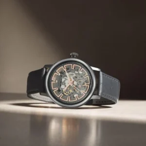 Titan Magnate Automatic Black Dial Black Leather Strap Watch for Men - TITAN 1797KL03