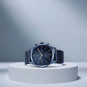 Titan Men's Sartorial Neo Splash: Blue Dial Multifunction Watch with Mesh Strap - TITAN 1805QM02