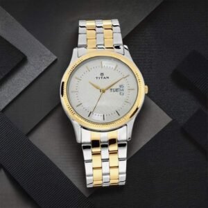Titan Quartz Analog with Day and Date Silver Dial Stainless Steel Strap Watch for Men - TITAN 1824YM01