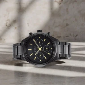 Titan Regalia Opulent Multifunction Black Dial Black Stainless Steel Strap Watch For Men - TITAN 1829NM02