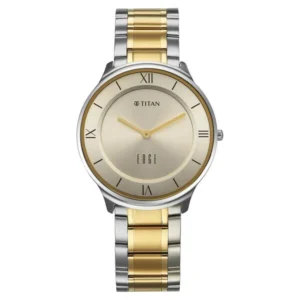 Titan Edge Gleam Quartz Analog Champagne Dial Two Toned Stainless Steel Strap Watch For Men - TITAN 1843BM01