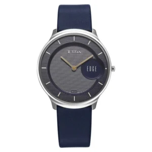 Titan Edge Murals Quartz Analog Blue Dial Blue Leather Strap Watch For Men - TITAN 1843SL03
