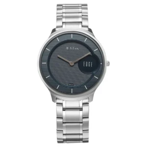 Titan Edge Murals Quartz Analog Blue Dial Stainless Steel Watch for Men - TITAN 1843SM03