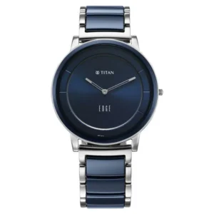 Titan Edge Fusion Quartz Analog Blue Dial Blue Steel & Ceramic Strap Watch for Men - TITAN 1878KD02