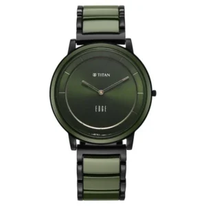 Titan Edge Melange Slim Steel & Ceramic Strap Green Dial Analog Watch For Men - TITAN 1878KD05