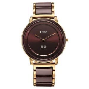 Titan Edge Melange Slim Steel & Ceramic Strap Brown Dial Analog Watch For Men - TITAN 1878KD08