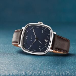 Titan Neo Curve Quartz Analog with Date With Date Blue Dial Brown Leather Strap Watch for Men - TITAN 1885SL03