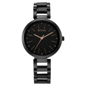 Titan Workwear Quartz Analog Black Dial Black Stainless Steel Strap Watch for Women - TITAN 2480NM01
