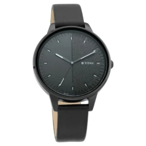 Titan Women's Precision Simplicity Watch: Black Gradient Dial with Leather Strap - TITAN 2648NL01