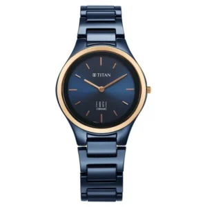 Titan Edge Bicolour Quartz Analog Blue Dial Blue Ceramic Strap Watch For Women - TITAN 2653KC11