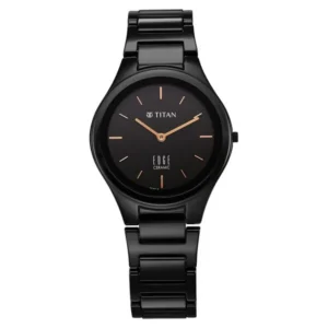 Titan Edge Ceramic Quartz Analog Black Dial Black Ceramic Strap Watch For Women - TITAN 2653NC01
