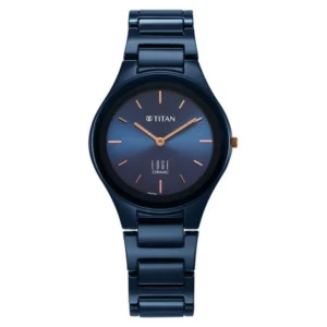 Titan Edge Ceramic Quartz in Atlantic Blue Dial Watch for Women - TITAN 2653QC03