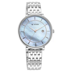 Titan Workwear Blue Dial Analog with Date Stainless Steel Strap Watch for Women - TITAN 2675SM01