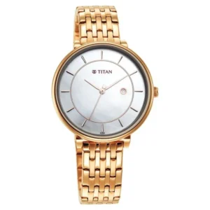 Titan Premium Workwear White Dial Analog with Date Stainless Steel Strap watch for Women - TITAN 2673WM01
