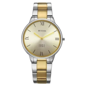 Titan Edge Gleam Quartz Analog Champagne Dial Two Toned Stainless Steel Strap Watch For Women - TITAN 2734BM01