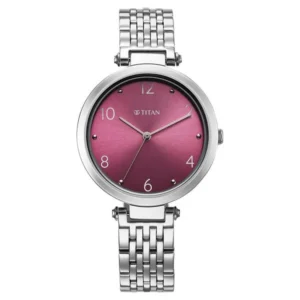 Titan Workwear Quartz Analog Purple Dial Silver Colour Metal Strap Watch For Women - TITAN 2783SM01