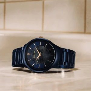 Titan Regalia Ceramics Quartz Analog Blue Dial Blue Color Ceramic Strap Watch For Men - TITAN 90014KC04