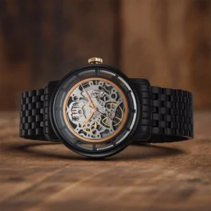 Titan Mechanical Slimline Black Dial Black Stainless Steel Strap watch for Men - TITAN 90158KM01