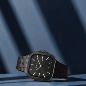 Titan Classique Slim Square Quartz Analog with Date Black Dial Stainless Steel Strap Watch for Men - TITAN 90176NM01