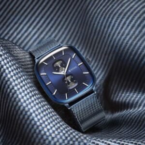Titan Avant Garde Blue Dial Quartz Multifunction Stainless Steel Strap Watch for Men - TITAN 90178QM01