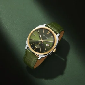 Titan Classique Suave Analog with Green Dial Green Leather Strap Watch for Men - TITAN 90189BL01