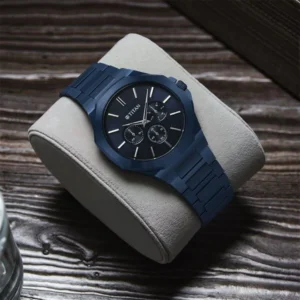 Titan Classic Slim Multifunction Quartz Multifunction Blue Dial Stainless Steel Strap Watch For Men - TITAN 90198QM01