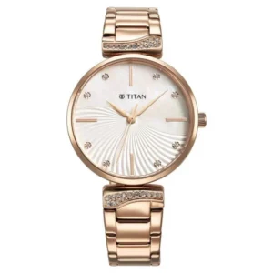 Titan Purple Style Up Quartz Analog Mother Of Pearl Dial Stainless Steel Strap Watch for Women - TITAN 95237WM01