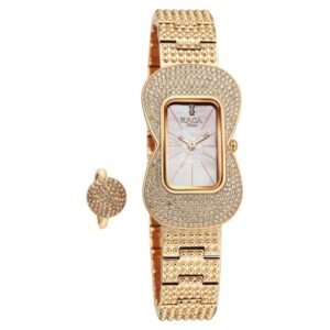 Titan Raga Glimmers Quartz Analog Pink Mother Of Pearl Dial Rose Gold Metal Strap Watch For Women - TITAN 95340WM01