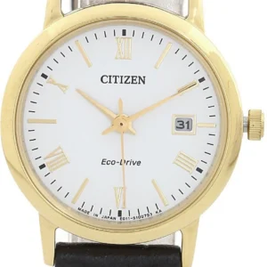 Citizen EW1582-03A Eco-Drive White Dial Leather Strap Women's Watch