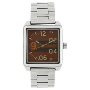 Fastrack Bare Basics Quartz Analog Watch for Guys with Brown Dial & Silver Stainless Steel Strap – 3164SM02