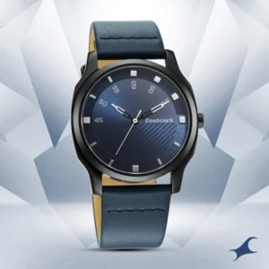 Fastrack Stunners Quartz Analog Watch for Guys with Blue Dial & Blue Leather Strap – 3255NL03