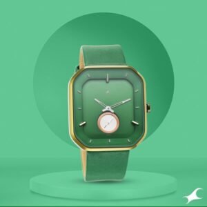 Fastrack After Dark Quartz Analog Watch for Guys with Green Dial & Green Leather Strap – 3272QL01
