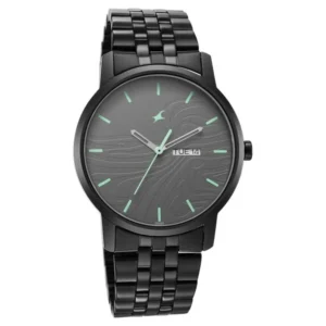 Fastrack Urban Camo Quartz Analog with Day & Date Black Dial Black Metal Strap Watch for Guys – 3295NM01
