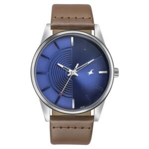 Fastrack Stunners Quartz Analog Blue Dial Brown Leather Strap Watch for Guys – 3305SL01