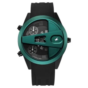 Fastrack Overdrive Chronograph Micromotor Black Dial Black Silicone Strap Watch for Guys – 3331KP01