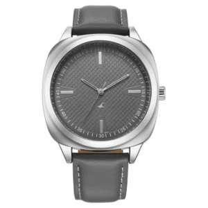 Fastrack Stunners X Quartz Analog Grey Dial Leather Strap Watch for Guys – 38161SL01