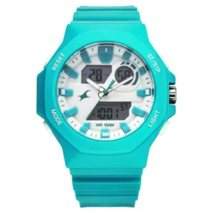 Fastrack Streetstyle Quartz Ana-Digi Silver Dial Teal PU Strap Watch for Guys – 38171PP02