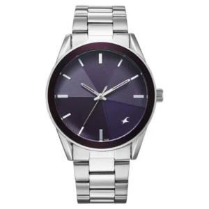 Fastrack Stunners Quartz Analog Purple Dial Silver Stainless Steel Strap Watch for Guys – 38215KM02