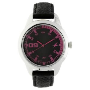 Fastrack Quartz Analog Watch for Girls with Black Dial & Black Leather Strap – 6129SL02