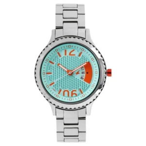 Fastrack Loopholes Quartz Analog with Date Watch for Girls Blue Dial Silver Stainless Steel Strap | 6168SM01