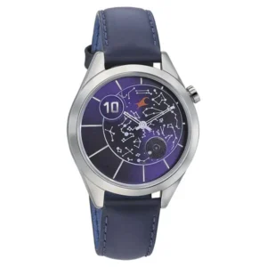 Fastrack Space Rover Quartz Analog Watch for Girls Purple Dial Blue Leather Strap | 6193SL01