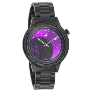 Fastrack Space Rover Quartz Analog with Date Watch for Girls Bi-Colour Dial Black Stainless Steel Strap | 6194NM01